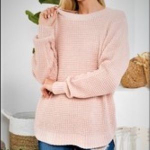 NWT Hi-Low Waffle Sweater with Round Neck - NWT